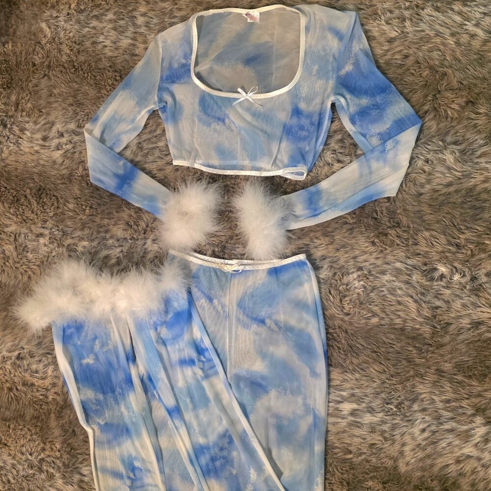 Blue and white sheer Angel Costume S by Trashy Lingerie LA